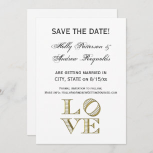 LOVE Graphic Text - Faux Gold Invitation