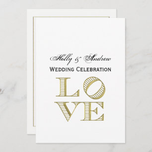 LOVE Graphic Text - Faux Gold Invitation