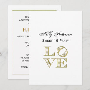 LOVE Graphic Text - Faux Gold Invitation