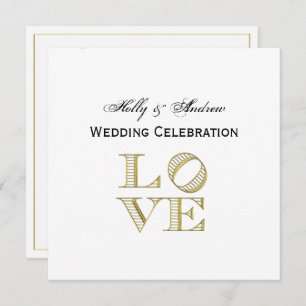 LOVE Graphic Text - Faux Gold Invitation