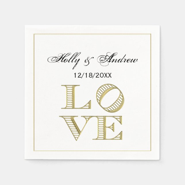 LOVE Graphic Text - Faux Gold Napkin (Front)
