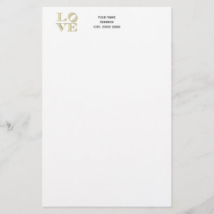 LOVE Graphic Text - Faux Gold Stationery