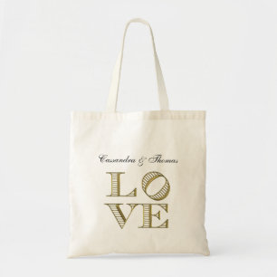 LOVE Graphic Text - Faux Gold Tote Bag