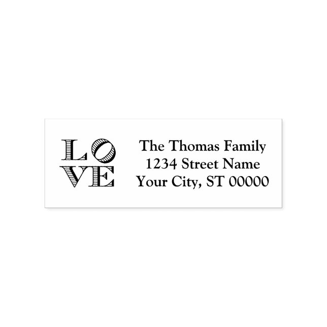 LOVE Graphic Text Name Return Address  Rubber Stamp (Imprint)