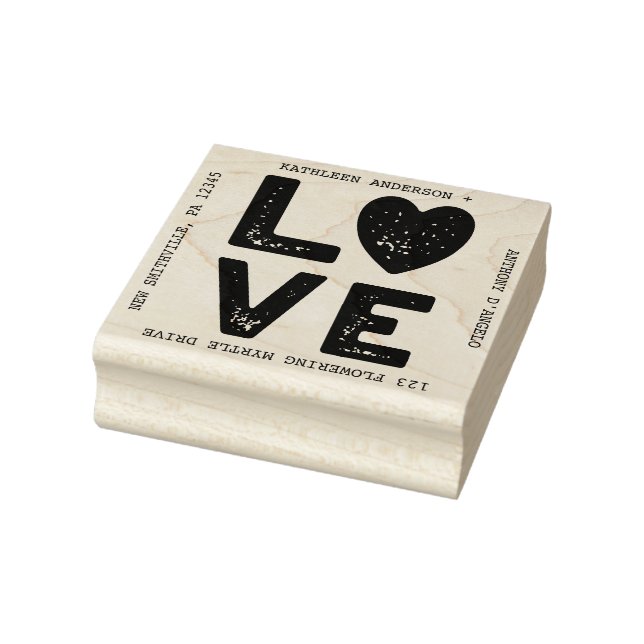 LOVE Graphic Wedding Return Address Rubber Stamp (Stamp)