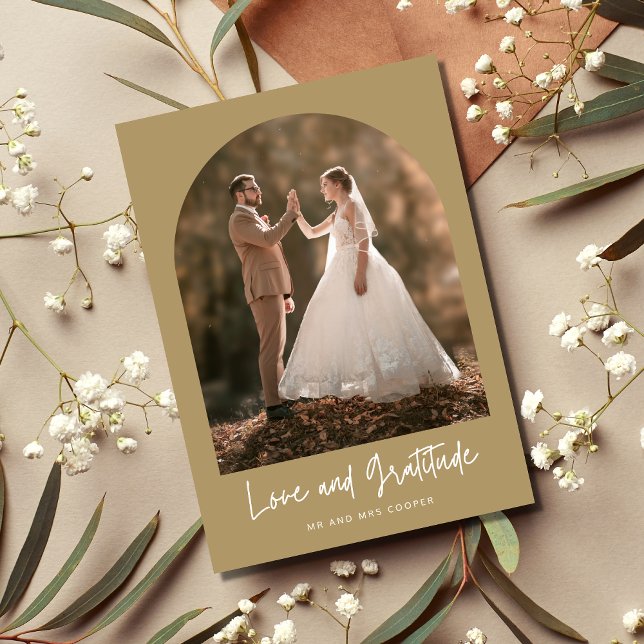 Love Gratitude Arch Photo Wedding Thank You  Card (Creator Uploaded)