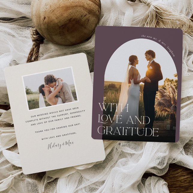 Love & Gratitude | Arch Photo Wedding Thank You Card (Creator Uploaded)