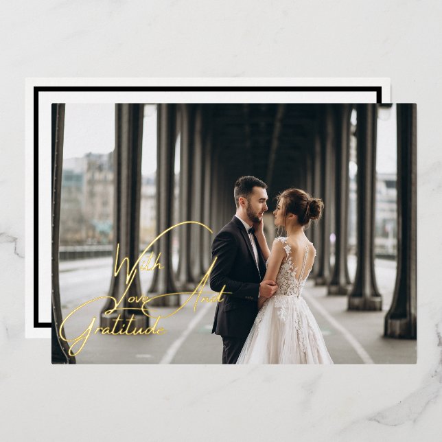  Love & Gratitude Gold Foil Wedding Thank You Card (Front/Back)