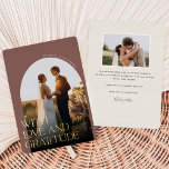 Love & Gratitude Gold Foil Wedding Thank You Card<br><div class="desc">Elegant wedding thank you cards feature a single vertical or portrait-oriented wedding photo in a unique arched layout. "With love and gratitude" is overlaid in gold foil serif lettering,  with your names curved along the side. Add a personal message and signature to the back,  along with an additional photo.</div>