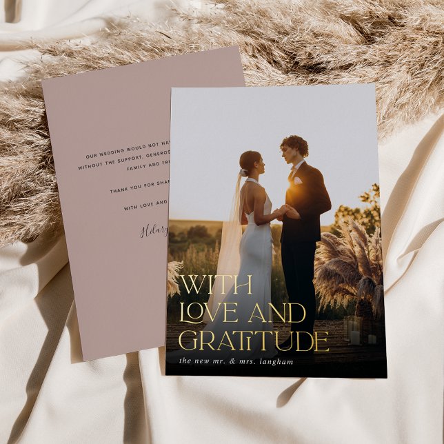Love & Gratitude Gold Foil Wedding Thank You Card (Creator Uploaded)