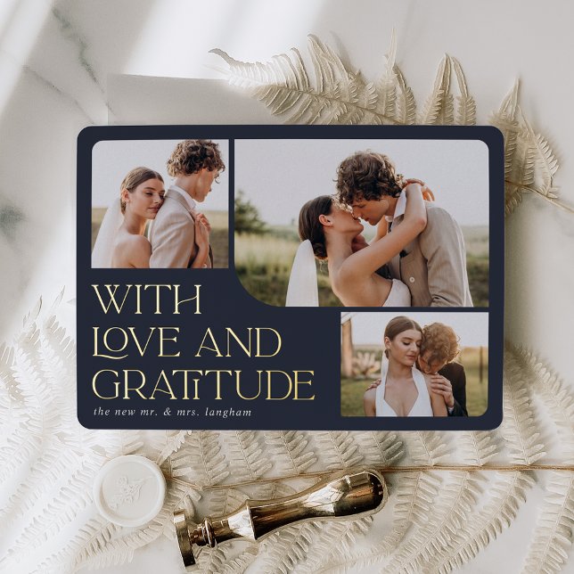 Love & Gratitude Gold Foil Wedding Thank You Card (Creator Uploaded)