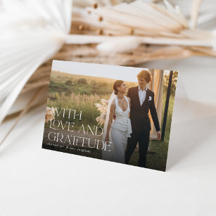 Love & Gratitude   Horizontal Wedding Photo Folded Thank You Card