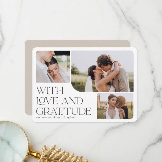 Love & Gratitude | Multi Photo Wedding Thank You Card (Front/Back In Situ)