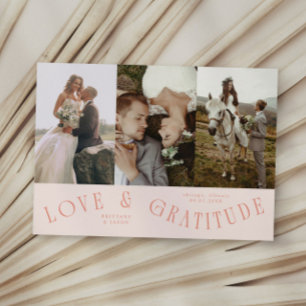 Love & Gratitude Peach Wedding Multi Photo Thank You Card