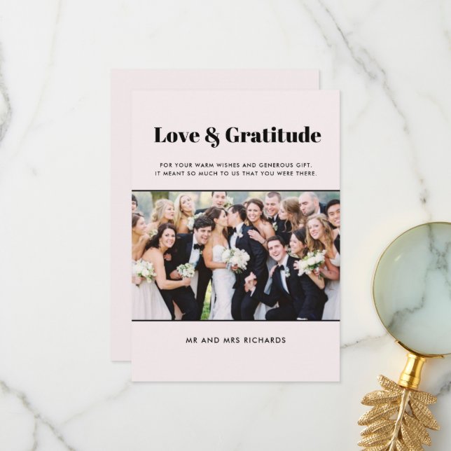 Love Gratitude Photo Pink Wedding Thank You (Front/Back In Situ)