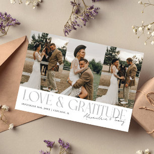Love & Gratitude White Wedding Multi Photo Thank You Card