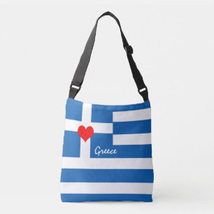 Love Greece & Heart, Greek flag, travel /sports Crossbody Bag