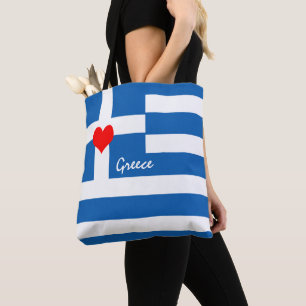 Love Greece & Heart, Greek flag, travel /sports  Tote Bag