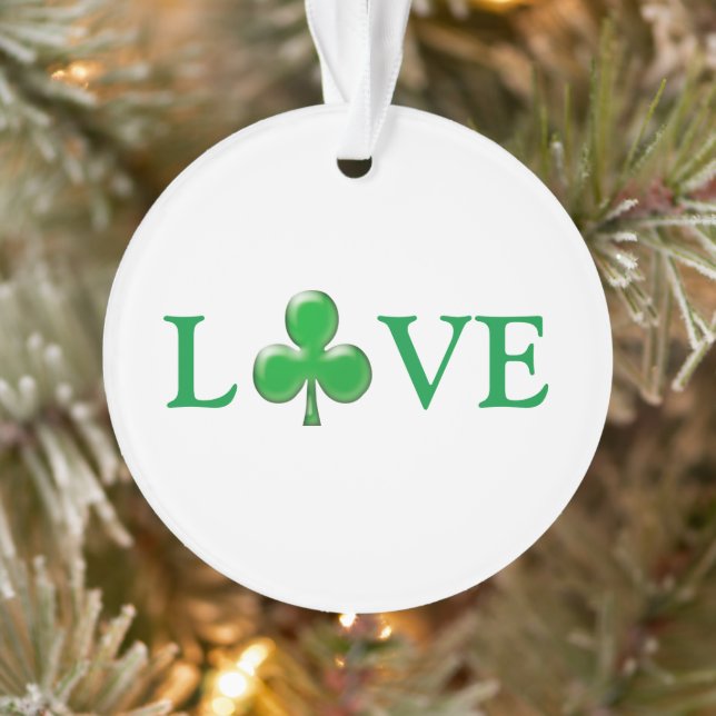 Love green and white Irish Clover Shamrock cute Ornament (Tree)
