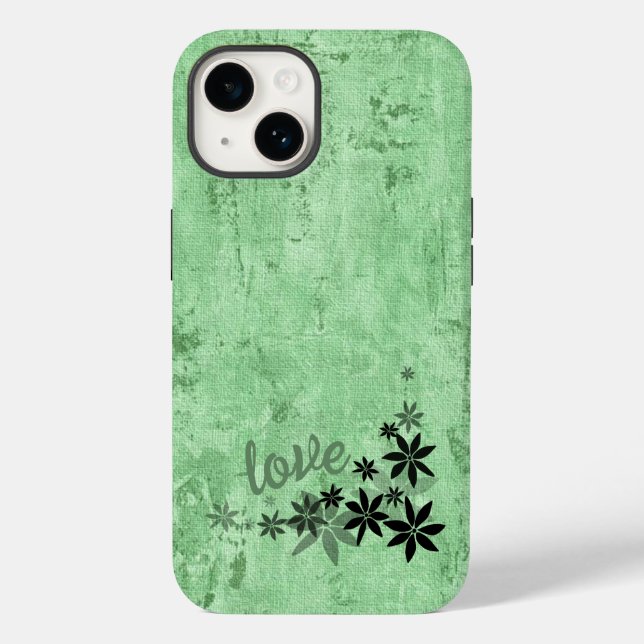 LOVE Green Flowers Phone Case (Back)