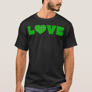 Love Green typography with a green plaid heart T-Shirt