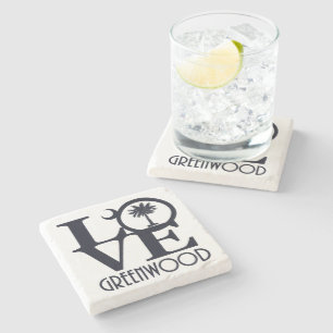 LOVE Greenwood South Carolina Stone Coaster