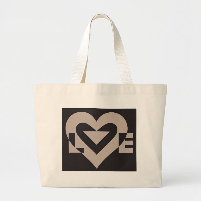Love Grey on Black Large Tote Bag (Front)