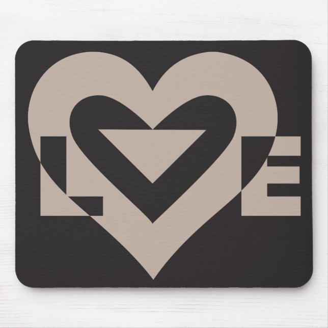 Love Grey on Black Mouse Mat (Front)