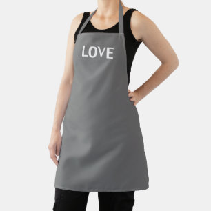 Love, grey white apron
