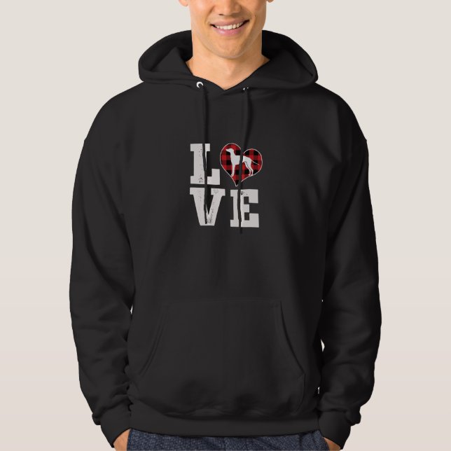 Love Greyhound Dog Lover Gifts Buffalo Plaid Valen Hoodie (Front)