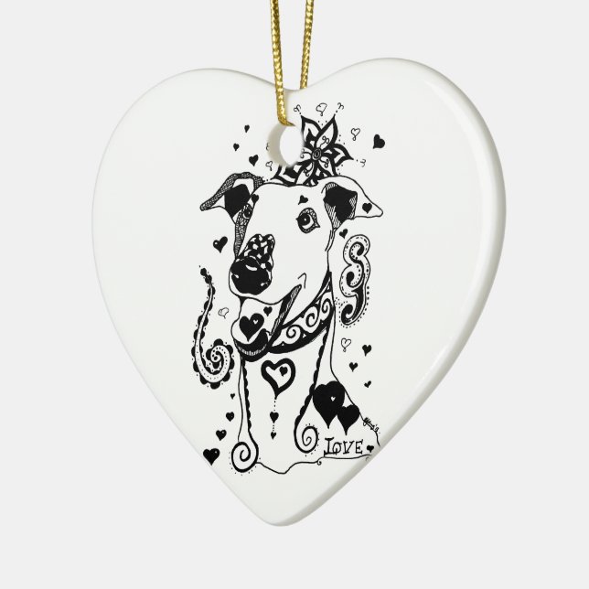 Love Greyhounds Ceramic Tree Decoration (Left)