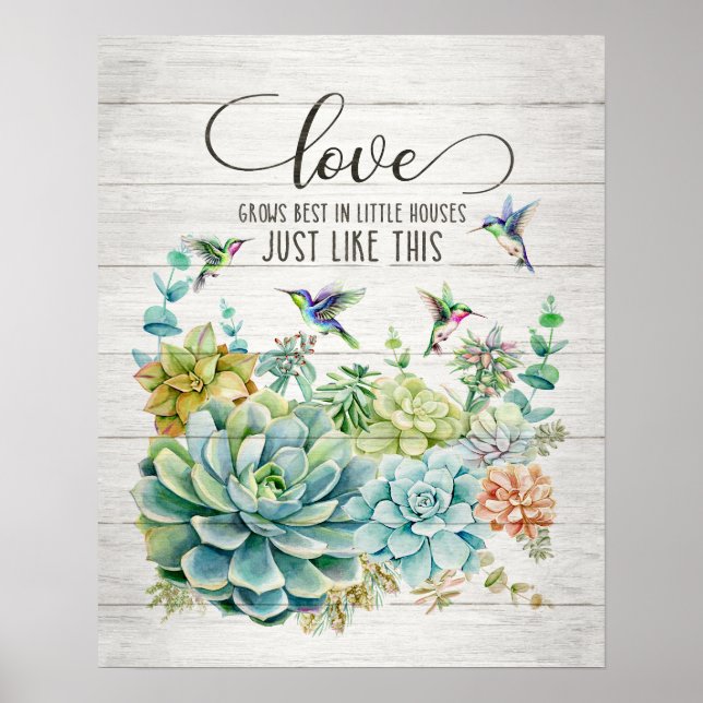 Love Grows Best Hummingbird Poster (Front)