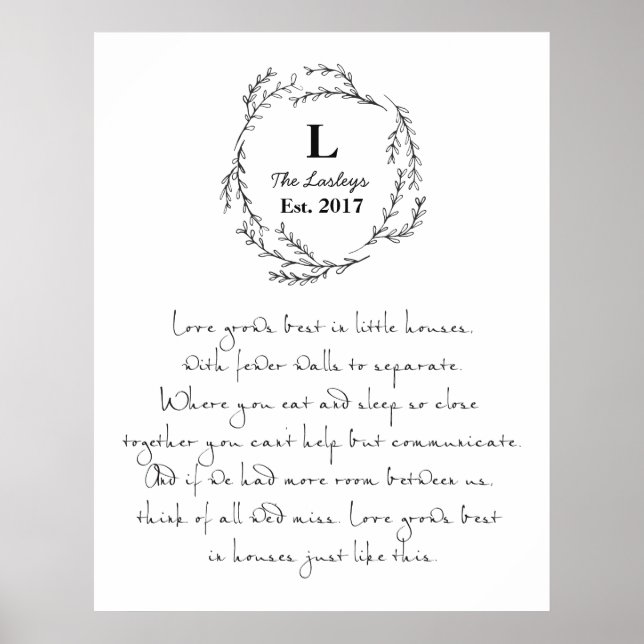 Love Grows Best In Small Houses Custom Poster (Front)