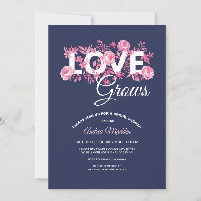 Love Grows Bridal Shower Invitation (Front)