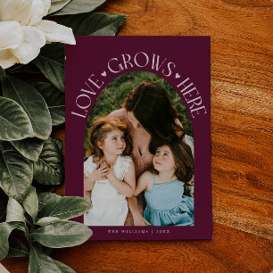 Love Grows Here Cranberry Arch Valentines Day Holiday Card