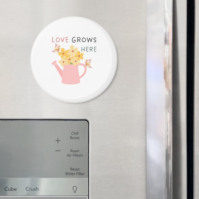 Love Grows Here Floral Garden Quote Magnet (In Situ (Fridge))