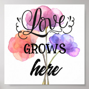 Love Grows Here Floral Poster