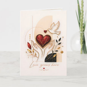 Love Grows Here – Gold Dove & Heart Luxury Art Pri Card