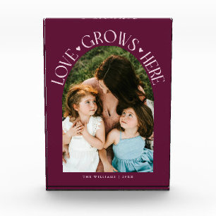 Love Grows Here Modern Arch Cranberry Photo Block