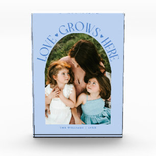 Love Grows Here Modern Arch Icy Blue Photo Block