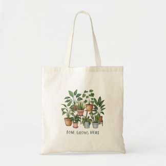 Love Grows here Tote Bag, Plant Lovers, Plant Mums