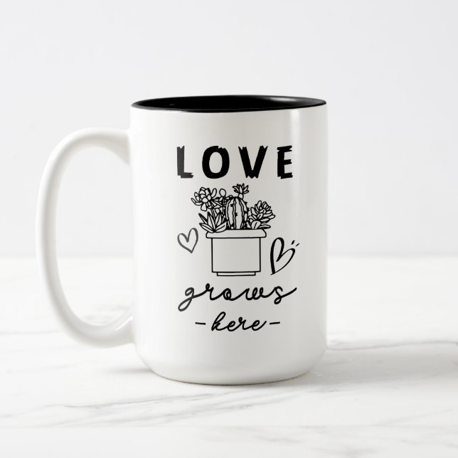 love grows here  Two-Tone coffee mug (Left)