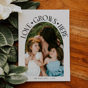 Love Grows Here White Arch Valentines Day Holiday Card