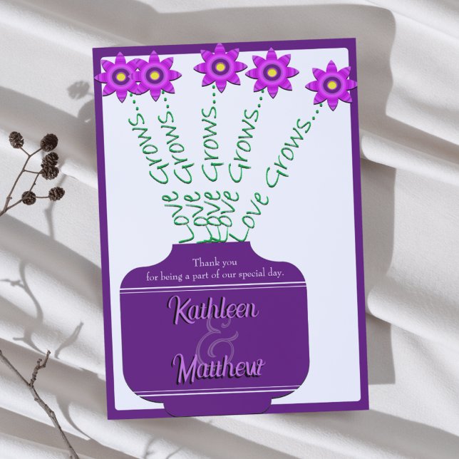 "Love Grows" Purple Floral Wedding Program Programme (Creator Uploaded)
