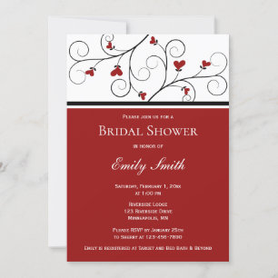 Love Grows   Red Hearts Bridal Shower Invitation
