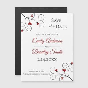 Love Grows   Red Hearts Wedding Save the Date Magnetic Invitation