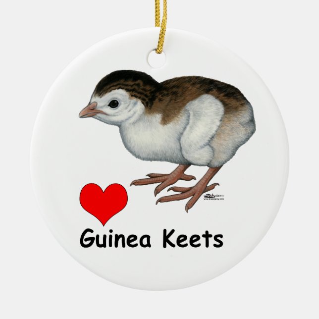 Love Guinea Keets Ceramic Tree Decoration (Front)