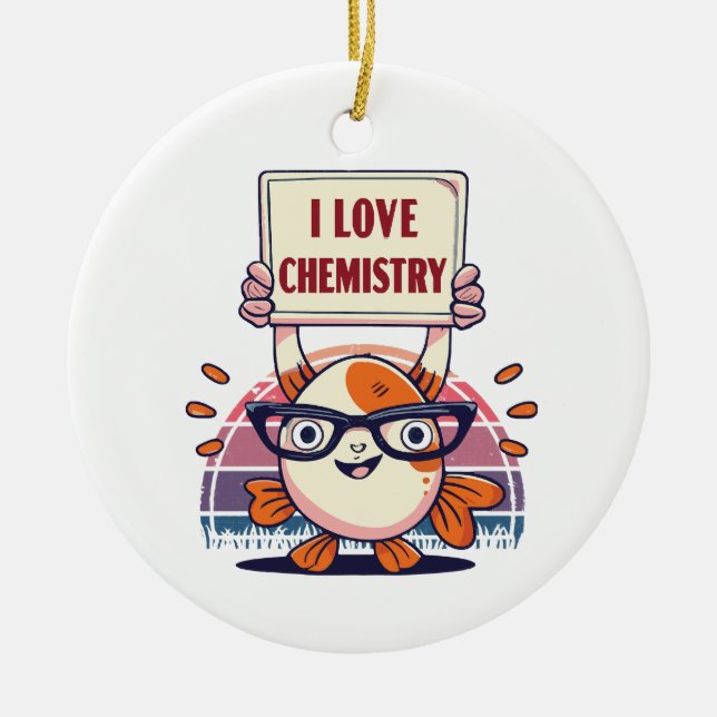 Love Guppies and Chemistry Ceramic Tree Decoration (Front)