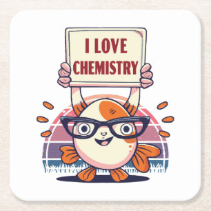 Love Guppies and Chemistry Square Paper Coaster