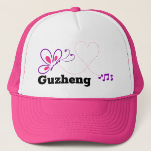 Love Guzheng Pink Purple Butterfly Heart Trucker Hat